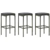 Image de vidaXL Tabourets de bar avec coussins lot de 3 gris résine tressée313444