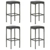 Image de vidaXL Tabourets de bar avec coussins lot de 4 gris résine tressée313447