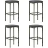 Image de vidaXL Vidaxl Tabourets De Bar Avec Coussins Lot De 4 Gris Résine Tressée