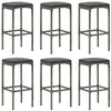 Image de vidaXL Tabourets de bar avec coussins lot de 6 gris résine tressée313450