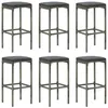 Image de vidaXL Tabourets de bar avec coussins lot de 6 gris rÃ©sine tressÃ©e