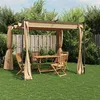 Image de vidaXL Tonnelle avec rideaux 3x3 m Taupe Acier