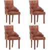 Image de vidaXL Vidaxl Chaises De Salle À Manger 4 Pcs Marron Cuir De Chèvre Véritable