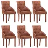 Image de vidaXL Chaises à manger lot de 6 marron cuir de chèvre véritable3056698