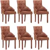 Image de vidaXL Vidaxl Chaises De Salle À Manger 6 Pcs Marron Cuir De Chèvre Véritable