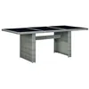 Image de vidaXL Table de jardin Gris clair Résine tressée et verre trempé313311
