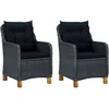 Image de Vidaxl Chaises De Jardin Avec Coussins 2 Pcs RÃ©sine TressÃ©e Gris FoncÃ©