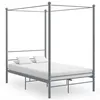 Image de vidaXL Cadre de lit Ã  baldaquin sans matelas gris mÃ©tal 140x200 cm