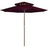 Image de vidaXL Parasol double avec mât en bois Rouge bordeaux 270 cm