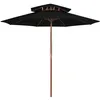 Image de vidaXL Vidaxl Parasol À Deux Étages Avec Mât En Bois Noir 270 Cm
