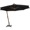 Image de vidaXL Parasol suspendu avec mât Noir 3,5x2,9 m Bois de sapin massif