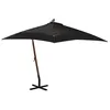 Image de vidaXL Parasol suspendu avec mât Noir 3x3 m Bois de sapin massif