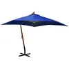 Image de vidaXL Parasol suspendu avec mât Bleu azuré 3x3 m Bois de sapin massif