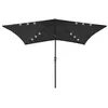 Image de vidaXL Parasol de jardin avec LED et mât en acier noir 2x3 m313792