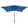 Image de vidaXL Parasol avec LED et mât en acier Bleu azuré 2x3 m