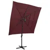 Image de vidaXL Parasol à 4 niveaux avec mât en aluminium Bordeaux 250x250 cm