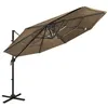 Image de vidaXL Parasol à 4 niveaux avec mât en aluminium Taupe 3x3 m