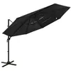 Image de vidaXL Parasol à 4 niveaux avec mât en aluminium Noir 3x3 m
