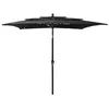 Image de vidaXL Parasol à 3 niveaux avec mât en aluminium Noir 2,5x2,5 m