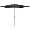 Image de vidaXL Vidaxl Parasol À 3 Niveaux Avec Mât En Aluminium Noir 2,5x2,5 M