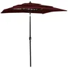 Image de vidaXL Vidaxl Parasol À 3 Niveaux Avec Mât En Aluminium Bordeaux 2x2 M