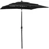 Image de vidaXL Vidaxl Parasol À 3 Niveaux Avec Mât En Aluminium Noir 2x2 M