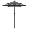 Image de vidaXL Parasol à 3 niveaux avec mât en aluminium Anthracite 2 m