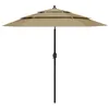 Image de vidaXL Parasol à 3 niveaux avec mât en aluminium Taupe 2,5 m