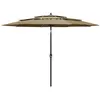 Image de vidaXL Parasol à 3 niveaux avec mât en aluminium Taupe 3 m