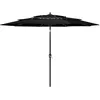 Image de vidaXL Vidaxl Parasol À 3 Niveaux Avec Mât En Aluminium Noir 3 M
