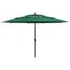Image de vidaXL Parasol à 3 niveaux avec mât en aluminium Vert 3,5 m