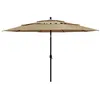 Image de vidaXL Parasol à 3 niveaux avec mât en aluminium Taupe 3,5 m