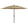 Image de vidaXL Vidaxl Parasol À 3 Niveaux Avec Mât En Aluminium Taupe 3,5 M