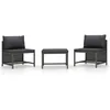 Image de Vidaxl Salon De Jardin 3 Pcs Avec Coussins Gris RÃ©sine TressÃ©e