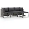 Image de vidaXL Salon de jardin 4 pcs avec coussins Résine tressée Gris313502