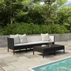 Image de vidaXL Salon de jardin 6 pcs avec coussins résine tressée noir3056982