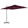 Image de vidaXL Parasol déporté avec mât en acier Rouge bordeaux 250x250 cm