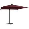 Image de vidaXL Vidaxl Parasol Déporté Avec Lumières Led Rouge Bordeaux 250x250 Cm