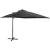 Image de vidaXL Vidaxl Parasol Déporté Avec Mât Et Lumières Led Anthracite 250 Cm