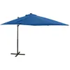 Image de vidaXL Vidaxl Parasol Déporté Avec Mât Et Lumières Led Bleu Azuré 250 Cm
