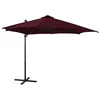 Image de vidaXL Parasol déporté avec mât et lumières LED Rouge bordeaux 300 cm