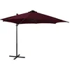Image de vidaXL Vidaxl Parasol Déporté Avec Mât Et Lumières Led Rouge Bordeaux 300 Cm