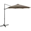 Image de vidaXL Vidaxl Parasol Déporté Avec Mât Et Lumières Led Taupe 300 Cm