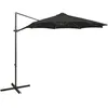 Image de vidaXL Vidaxl Parasol Déporté Avec Mât Et Lumières Led Noir 300 Cm