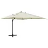 Image de vidaXL Parasol déporté avec mât et lumières LED Sable 300 cm