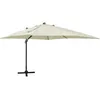 Image de vidaXL Vidaxl Parasol Déporté Avec Mât Et Lumières Led Sable 300 Cm