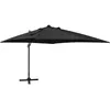 Image de vidaXL Vidaxl Parasol Déporté Avec Mât Et Lumières Led Noir 300 Cm