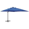 Image de vidaXL Parasol déporté avec mât et lumières LED Bleu azur 300 cm