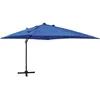Image de vidaXL Vidaxl Parasol Déporté Avec Mât Et Lumières Led Bleu Azuré 300 Cm