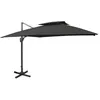 Image de vidaXL Parasol déporté avec double toit 300x300 cm noir